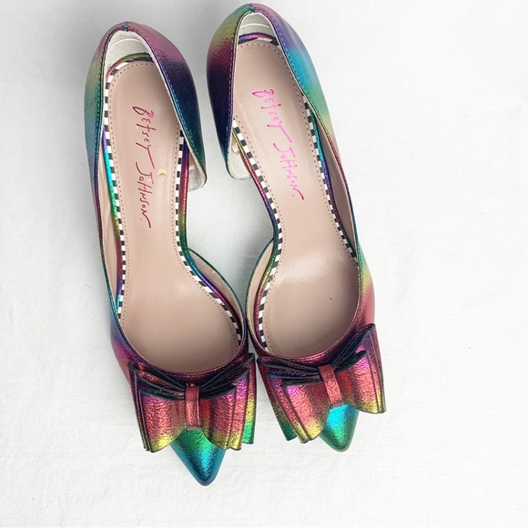 Betsey Johnson Rainbow Heels with Bow - Picture 2 of 8